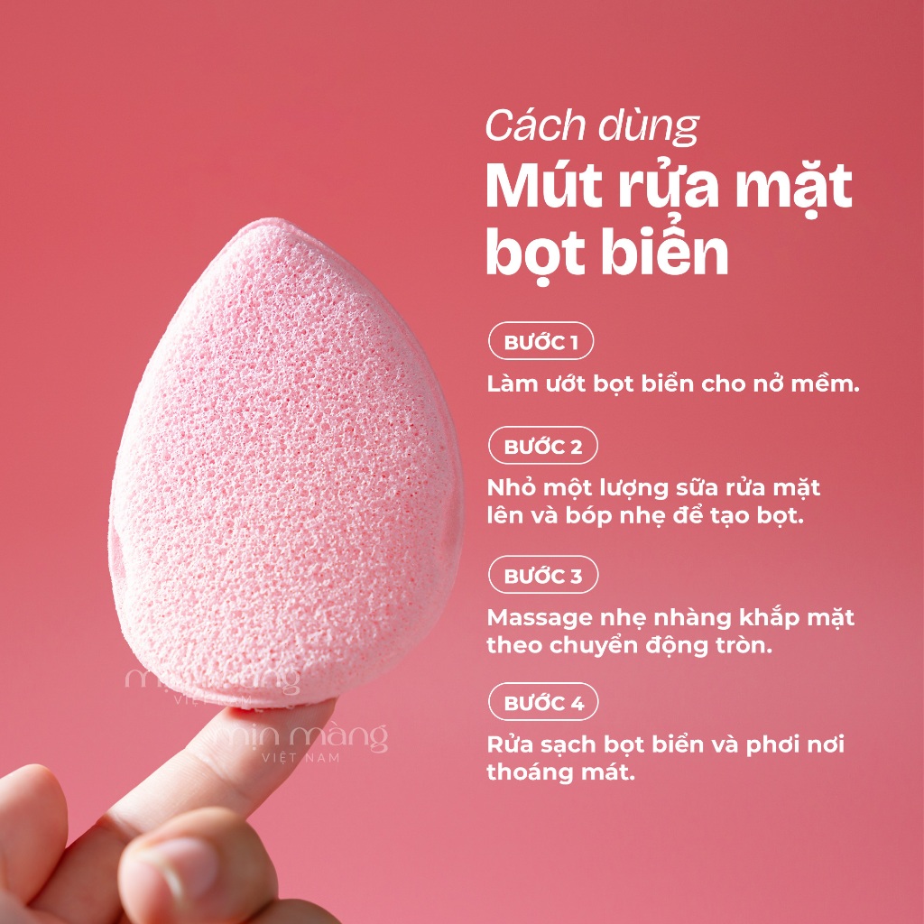 Bông Mút Rửa Mặt Bọt Biển Mịn Màng Chính Hãng Hình Giọt Nước Làm Sạch Sâu Da Mặt