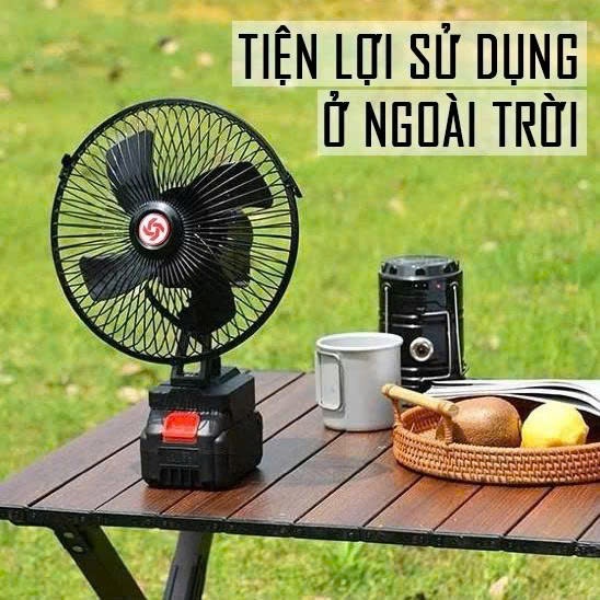 Quạt Tích Điện Xoay 180 Độ,Pin 10cell,20Cell ,30Cell Sử Dụng Chân Pin Phổ Thông, 2 Mức Gió, Kích Thước 8 Inch - ảnh 7