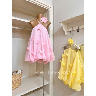 Váy cổ yếm babydoll hở lưng nhún bí bồng xòe đính hoa kèm áo choàng tơ xinh xắn tiểu thư cho các nàng - BaoTran.clothes