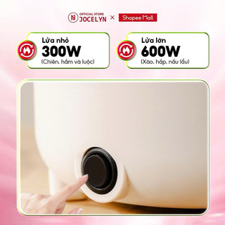 Nồi Điện Đa Năng Chính Hãng JOCELYN Lẩu Điện 1.8L Chống Dính Công Suất 600W Nấu Lẩu Kèm Xửng Hấp