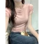 Áo Thun Nữ Form Ôm Tay Ngắn Thêu Nơ Mini Cotton Co Giãn Phong Cách Hàn Quốc Basic