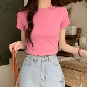 Áo Thun Nữ Babytee Trơn Basic Thun Tăm Cổ Tròn Tay Ngắn Ôm Body