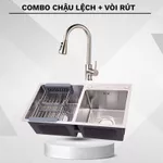 Chậu rửa chén bát 2 hố inox 304 kích thước 78x43 hoặc 82x45 dày 3.0 li, bồn rửa chén hàng chính hãng bảo hành 5 năm — ảnh 7