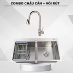 Chậu rửa chén bát 2 hố inox 304 kích thước 78x43 hoặc 82x45 dày 3.0 li, bồn rửa chén hàng chính hãng bảo hành 5 năm — ảnh 8
