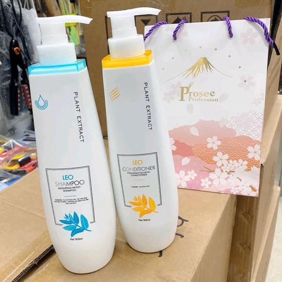 CHÍNH HÃNG Cặp dầu gội xả phục hồi tóc hư tổn siêu mềm mượt tóc LEO PROSEE 800ml