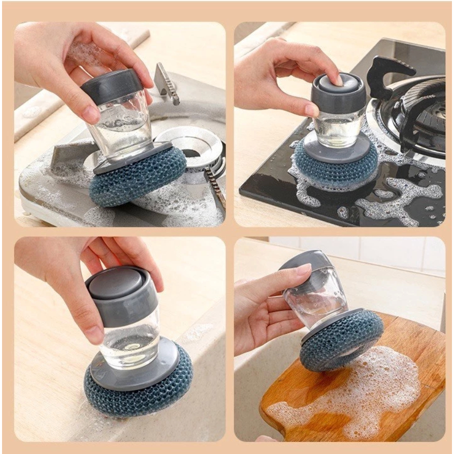 (SHOP MỚI- BÁN RẺ LẤY SỐ)- Dụng Cụ Cọ Rửa Chén Bát, Xoong Nồi Có Bình Đựng Xà Phòng - Bàn Chải Nhà Bếp Đa Năng