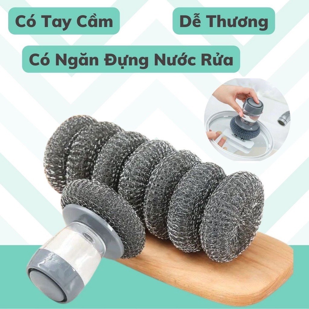 (SHOP MỚI- BÁN RẺ LẤY SỐ)- Dụng Cụ Cọ Rửa Chén Bát, Xoong Nồi Có Bình Đựng Xà Phòng - Bàn Chải Nhà Bếp Đa Năng