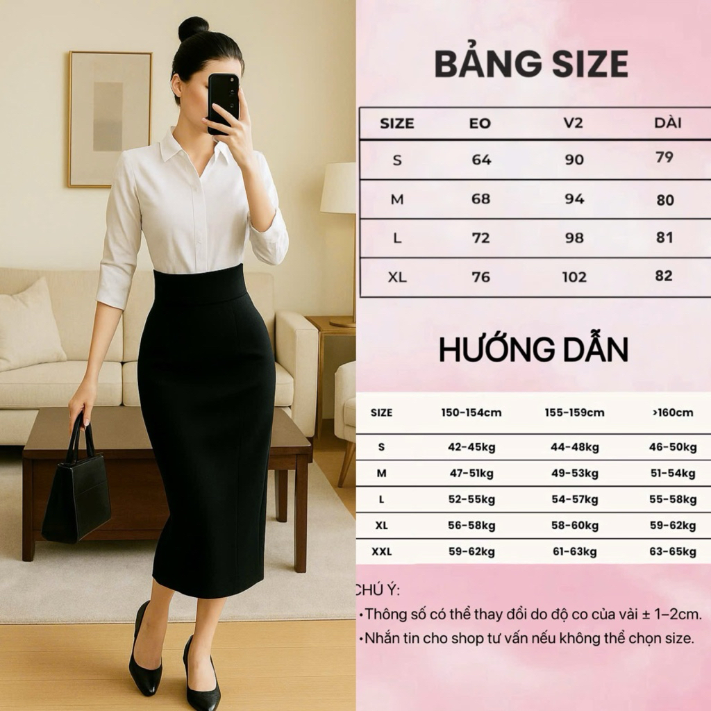 Chân Váy Dài CVD04 Dáng Ôm Công Sở, Sang Trọng, Xẻ Sau Thiết Kế Cách Điệu.