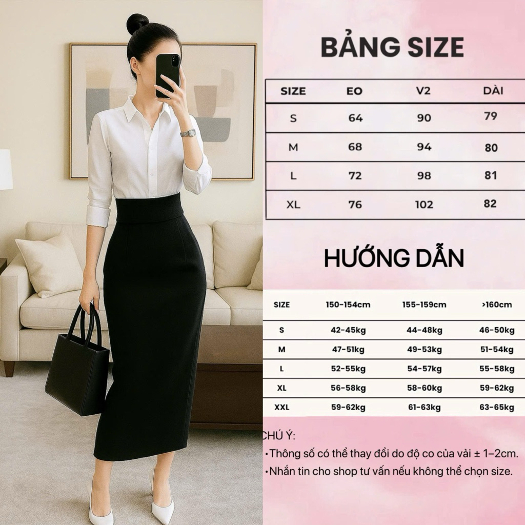 Chân Váy Dài CVD04 Dáng Ôm Công Sở, Sang Trọng, Xẻ Sau Thiết Kế Cách Điệu.