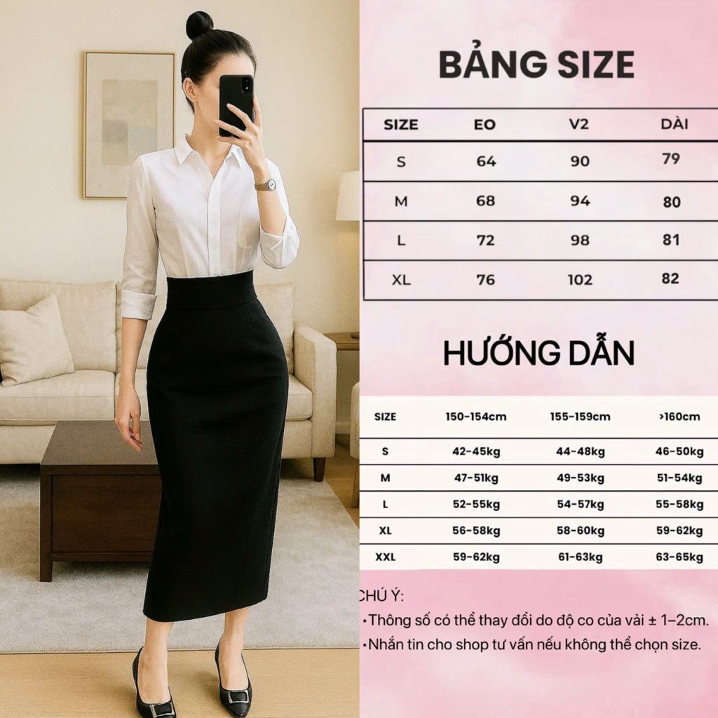 Chân Váy Dài CVD04 Dáng Ôm Công Sở, Sang Trọng, Xẻ Sau Thiết Kế Cách Điệu.