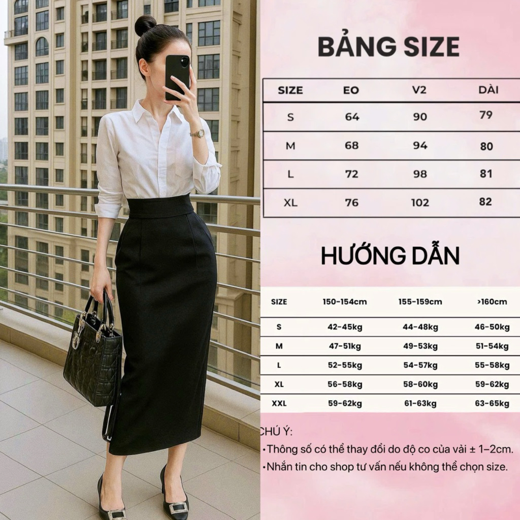 Chân Váy Dài CVD04 Dáng Ôm Công Sở, Sang Trọng, Xẻ Sau Thiết Kế Cách Điệu.