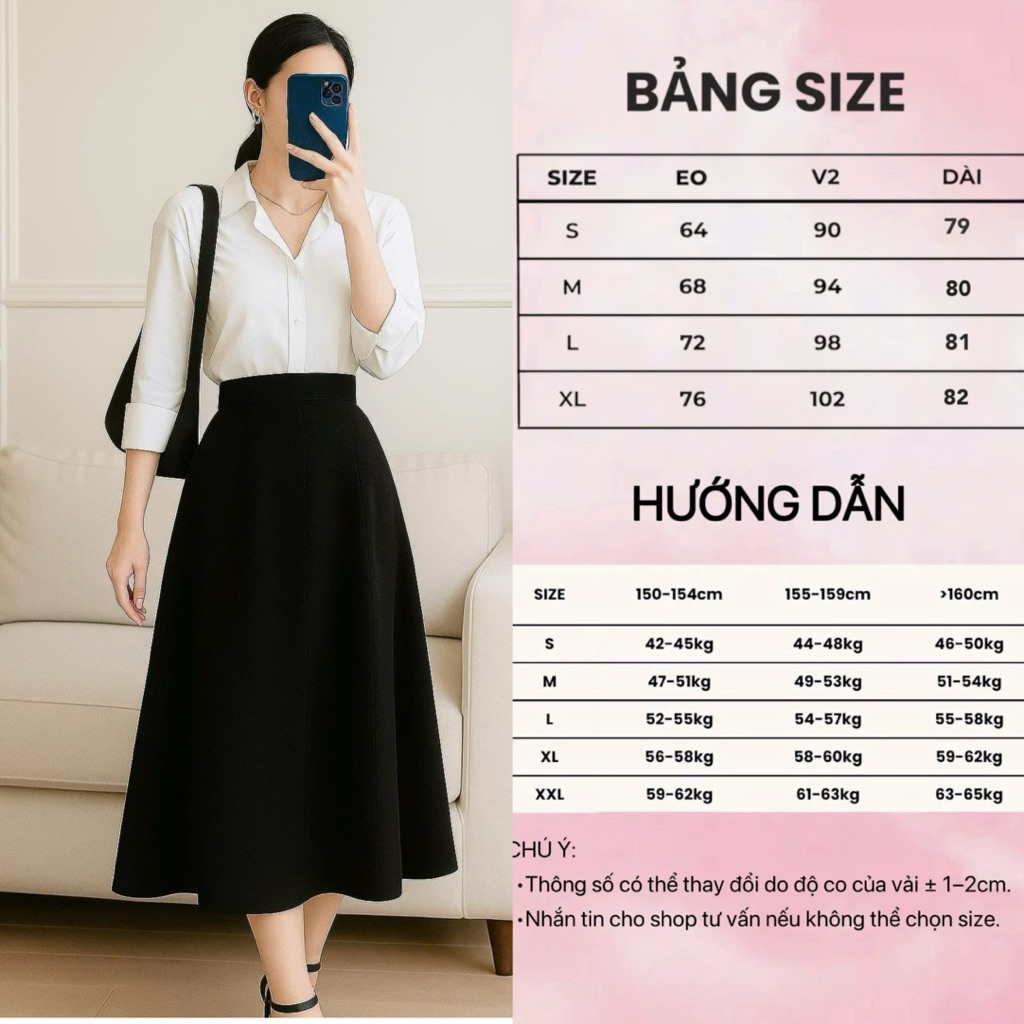 Chân Váy Dài CVD03 Dáng Xoè 6 Mảnh, Công Sở, Sang Trọng, Vải Siêu Đẹp.