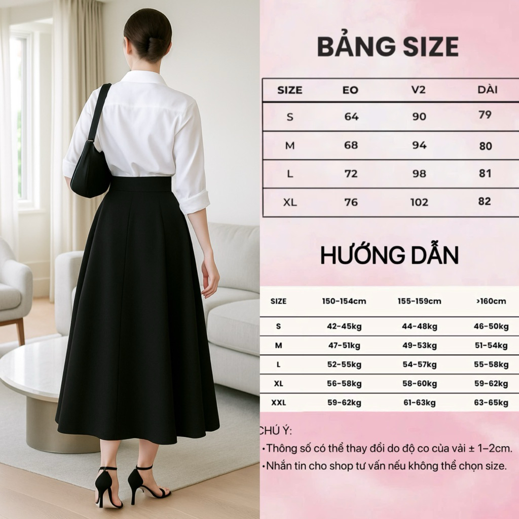 Chân Váy Dài CVD03 Dáng Xoè 6 Mảnh, Công Sở, Sang Trọng, Vải Siêu Đẹp.