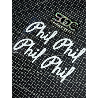 Tem Sticker DTF Chữ Phil Trắng - Dán Được Nhiều Vị Trí |SGDC - 1 Cái|