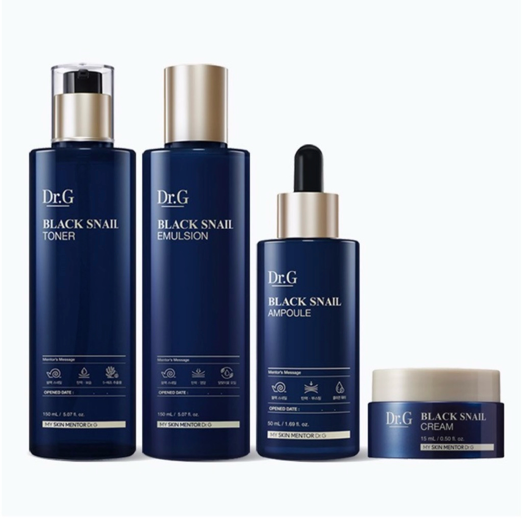 [SET 4 MÓN CAO CẤP] Bộ chăm sóc da Dr.G Black Snail Prestige – Toner + Emulsion + Ampoule + Kem Dưỡng (50ml x 4)