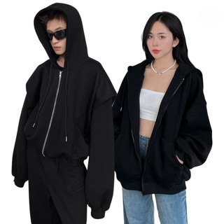 Áo khoác nam đen trơn dài tay có nón mặc đi nắng đi làm ngoài đường chất liệu nỉ 3 size 40-70kg k1