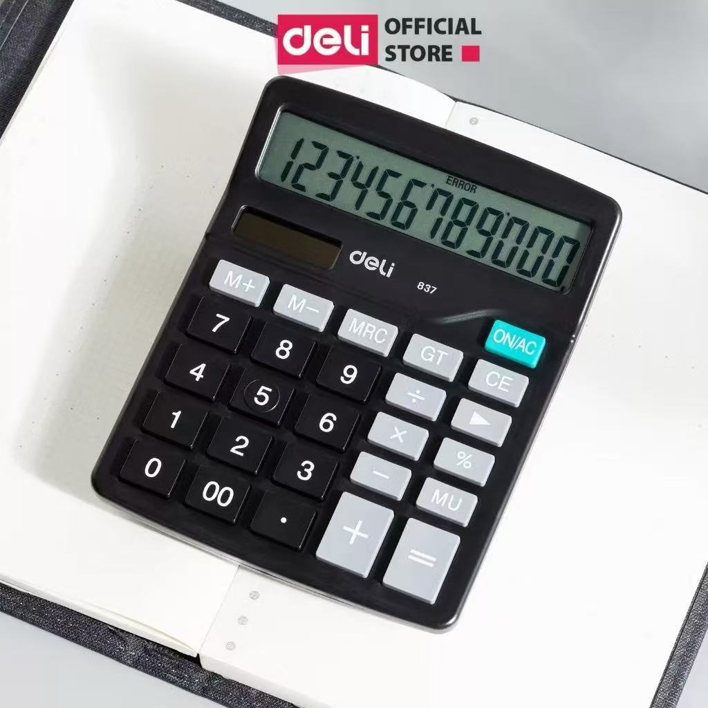 Máy Tính Để Bàn Deli 12 Số – Học Sinh, Văn Phòng, Thu Ngân, Năng Lượng Mặt Trời + Pin, Tặng Pin
