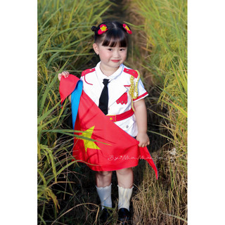 [Dũi Cotton dày] Khăn choàng 2 mặt xanh đỏ in sao vàng Việt Nam cho các ngày lễ Tổ quốc