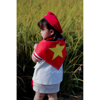 [Dũi Cotton dày] Khăn choàng 2 mặt xanh đỏ in sao vàng Việt Nam cho các ngày lễ Tổ quốc