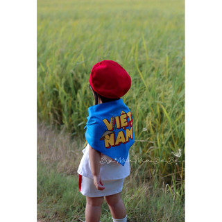 [Dũi Cotton dày] Khăn choàng 2 mặt xanh đỏ in sao vàng Việt Nam cho các ngày lễ Tổ quốc