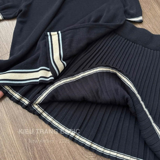 Set Váy Len Polo Viền Thêu Ngựa Kiều Trang [Sẵn Ship]