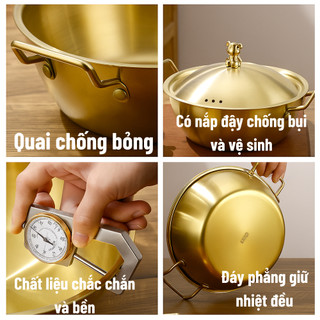 Nồi Mini Kèm Nắp Inox Cao Cấp – Nấu Lẩu, Mì Cay, Soup, Chảo Nấu Ăn Đa Năng, Dùng Được Mọi Loại Bếp