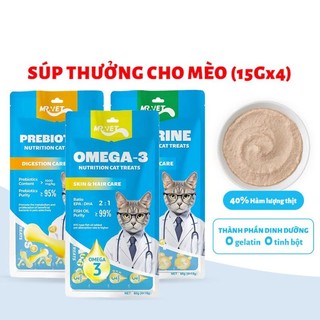 Hộp 12 Gói Súp Thưởng Mr.Vet Bổ Sung Dinh Dưỡng Cho Mèo