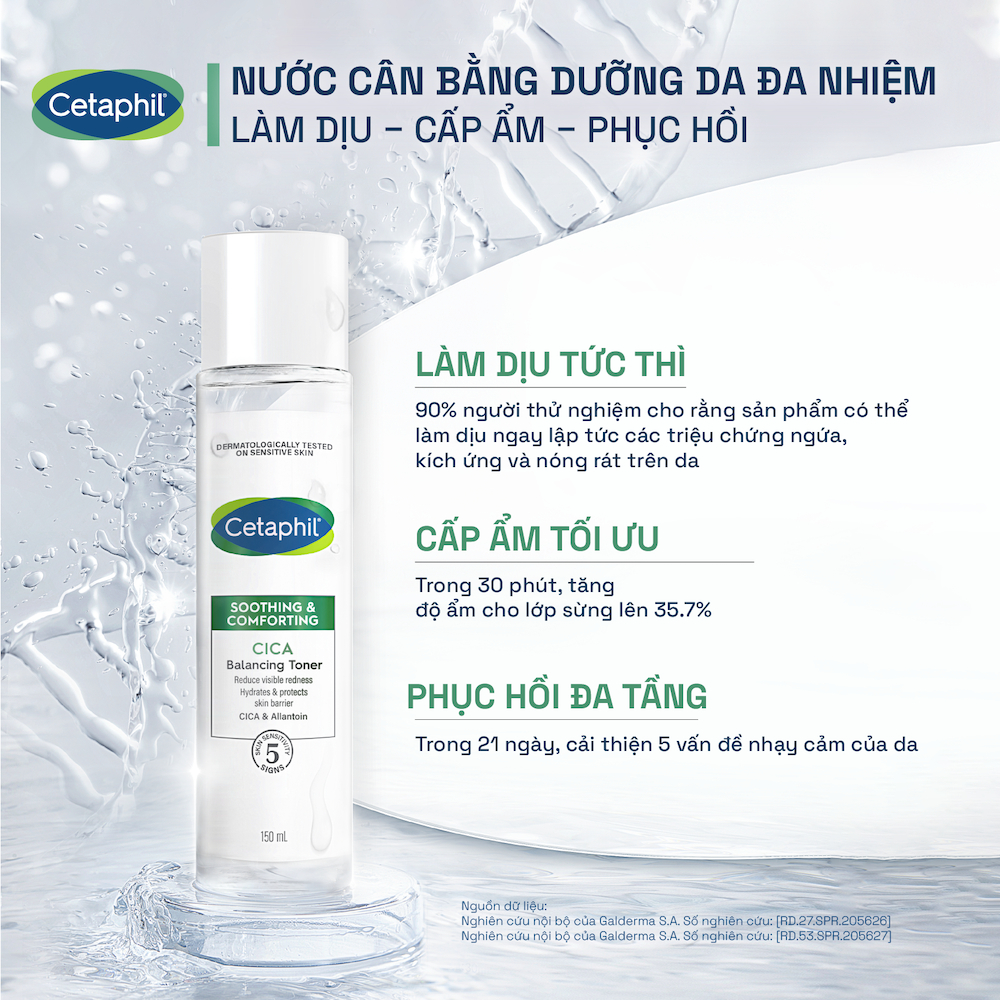 Bộ Sản Phẩm Phục Hồi Cetaphil Soothing and Comforting Cica Restoring Serum+Calming Face Cream+Balancing Toner+Foam Wash