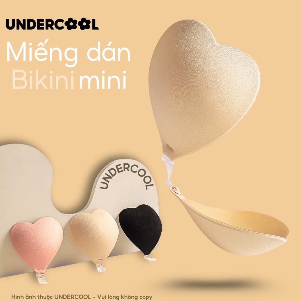 Miếng dán ngực tàng hình UNDERCOOL, Áo ngực dính liền mạch hình trái tim, ngực nhỏ, bikini DT30