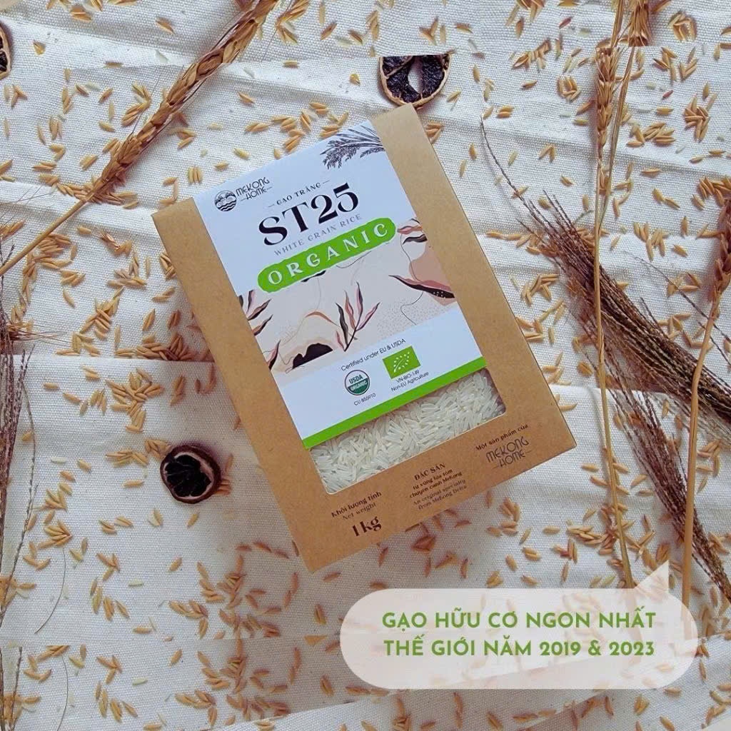Gạo hữu cơ Hoa Sữa st25 MeKong chế biến ăn dặm cho bé - hanzomart