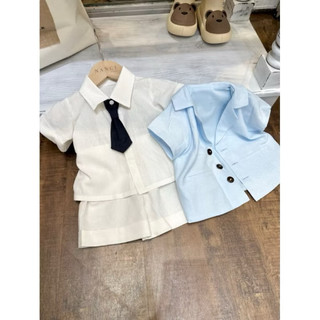Set vest xanh công tử bé trai