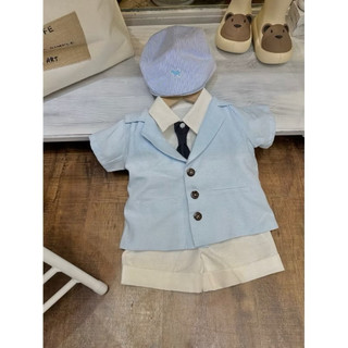 Set vest xanh công tử bé trai