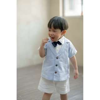 Set vest xanh công tử bé trai