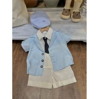 Set vest xanh công tử bé trai