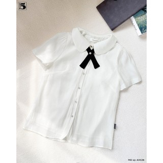 Áo sơ mi nữ cổ sen đính nơ tay ngắn phong cách tiểu thư điệu đà – AH128 Twentyfive Fashion