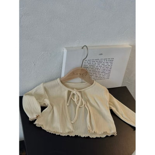 Set váy + Áo khoác cardigan dài tay bé gái màu kem