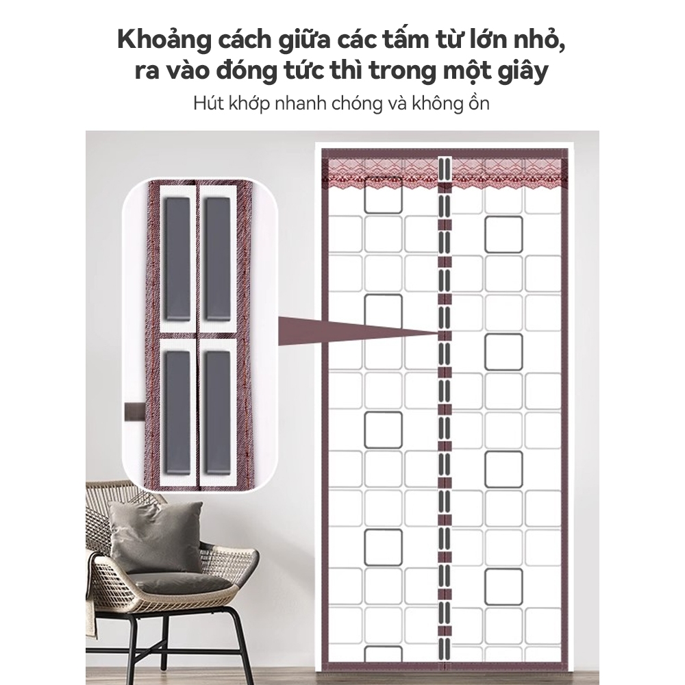 Rèm Cửa Sổ Nam Châm ICON - Ngăn Lạnh, Chống Muỗi, Ngăn Mùi Bếp - Nhựa EVA, Dán Tường