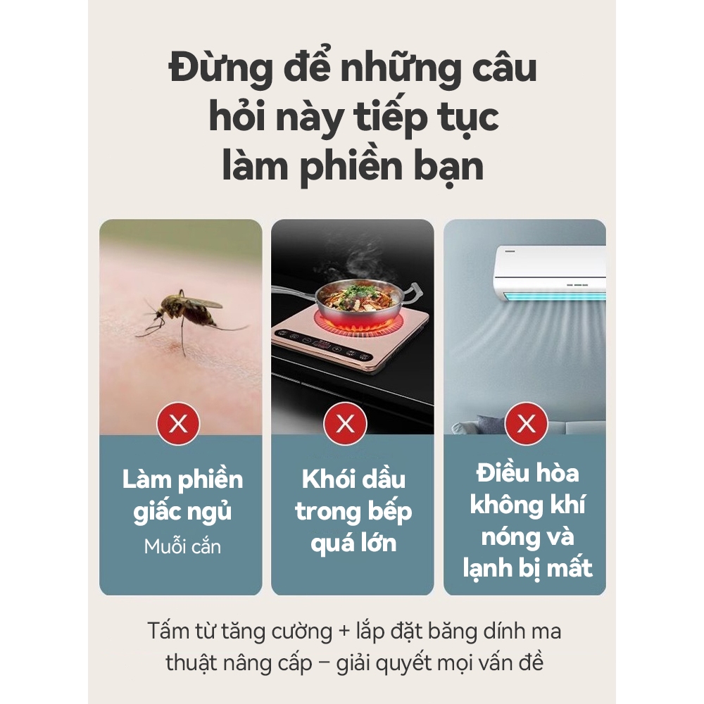 Rèm Cửa Sổ Nam Châm ICON - Ngăn Lạnh, Chống Muỗi, Ngăn Mùi Bếp - Nhựa EVA, Dán Tường