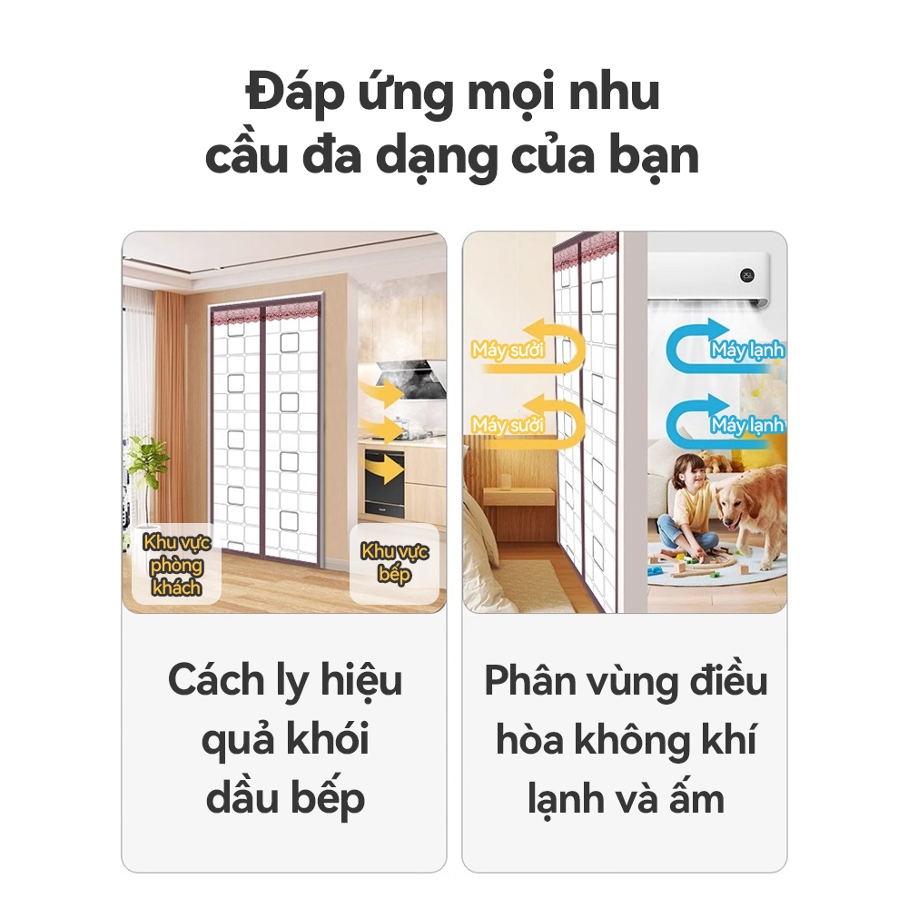 Rèm Cửa Sổ Nam Châm ICON - Ngăn Lạnh, Chống Muỗi, Ngăn Mùi Bếp - Nhựa EVA, Dán Tường