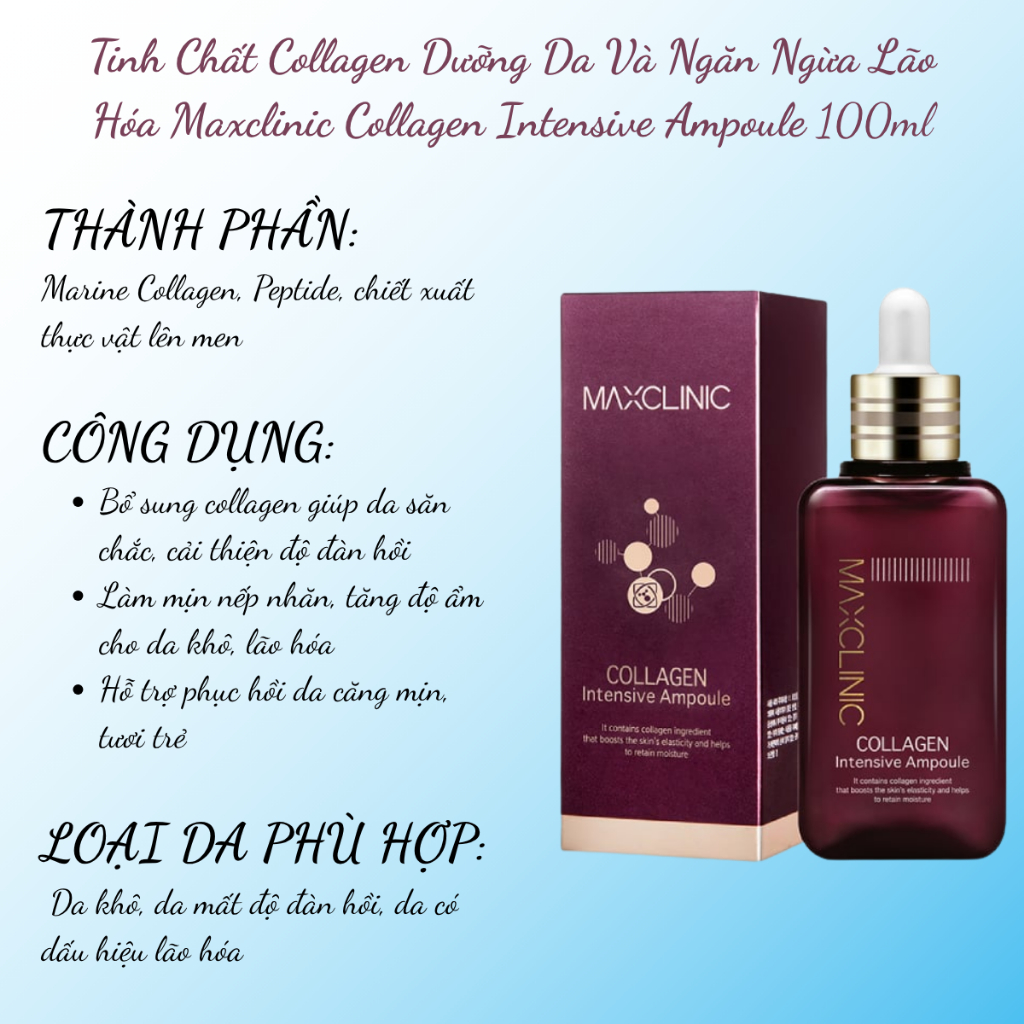 Tinh Chất Maxclinic Collagen Intensive Ampoule Trẻ Hóa Da, Sáng Da (100ml)