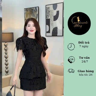 Set ren cao cấp cách điệu áo sát  nách phối áo choàng ren mix chân váy chữ A tôn dáng dễ mặc Eva hamichi