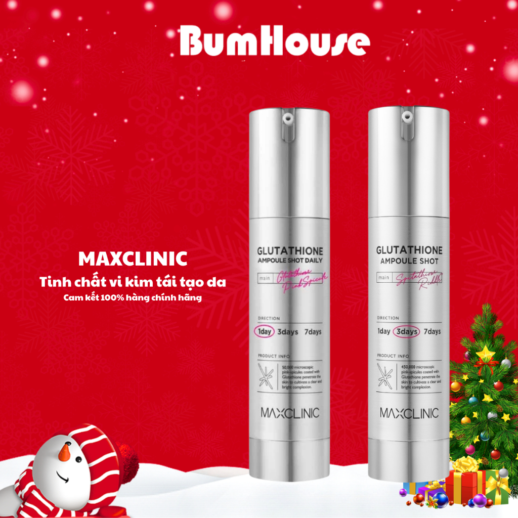 maxclinic glutathione ampoule shot 50ml Tinh Chất Vi Kim Maxclinic Glutathione Ampoule Shot 3 Days/ Daily Dưỡng  Trắng Và Cải Thiện Nếp Nhăn 50ml