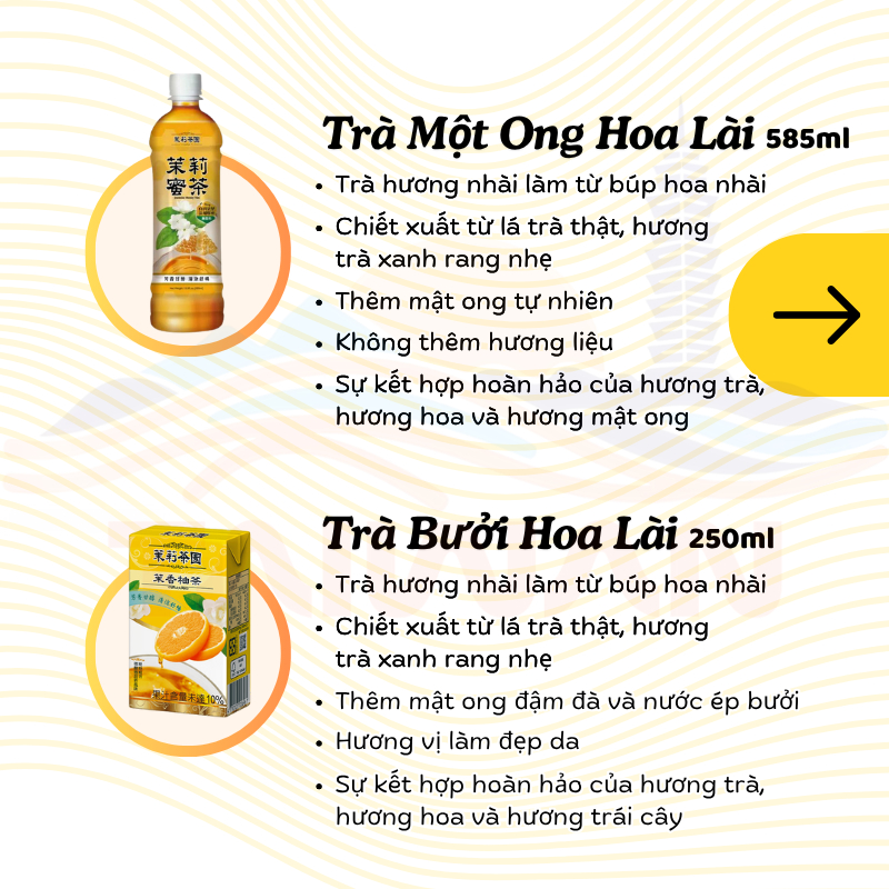 Nước Trà Thảo mộc Đài Loan Nước uống đài loan mật ong hoa lài, xanh chanh dây, Ô long các loại