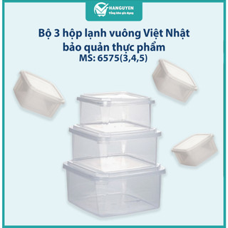 Bộ 3 hộp lạnh vuông Việt Nhật bảo quản thực phẩm an toàn tiện lợi ms: 6575(3,4,5)