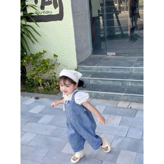 Jumpsuit jean xanh bé gái năng động, cá tính- (không kèm áo)