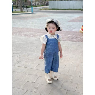 Jumpsuit jean xanh bé gái năng động, cá tính- (không kèm áo)