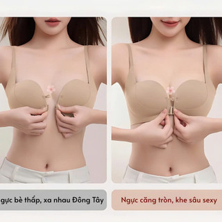 Áo Ngực Cài Trước 2 Móc Cài Gom Ngực Tạo Khe Bản Lưng Khoét U Mặc Áo Cổ V Đầm Hở Lưng 1825