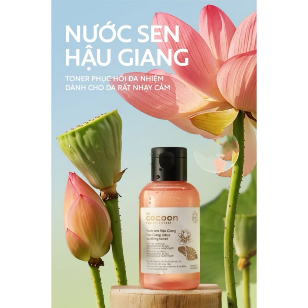 Nước sen Hậu Giang Cocoon, toner phục hồi cấp ẩm và làm dịu da - 140ml 310ml