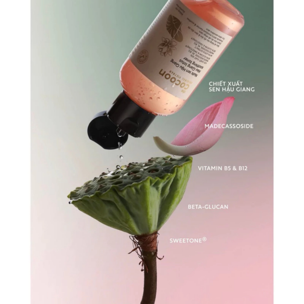 Nước sen Hậu Giang Cocoon, toner phục hồi cấp ẩm và làm dịu da - 140ml 310ml