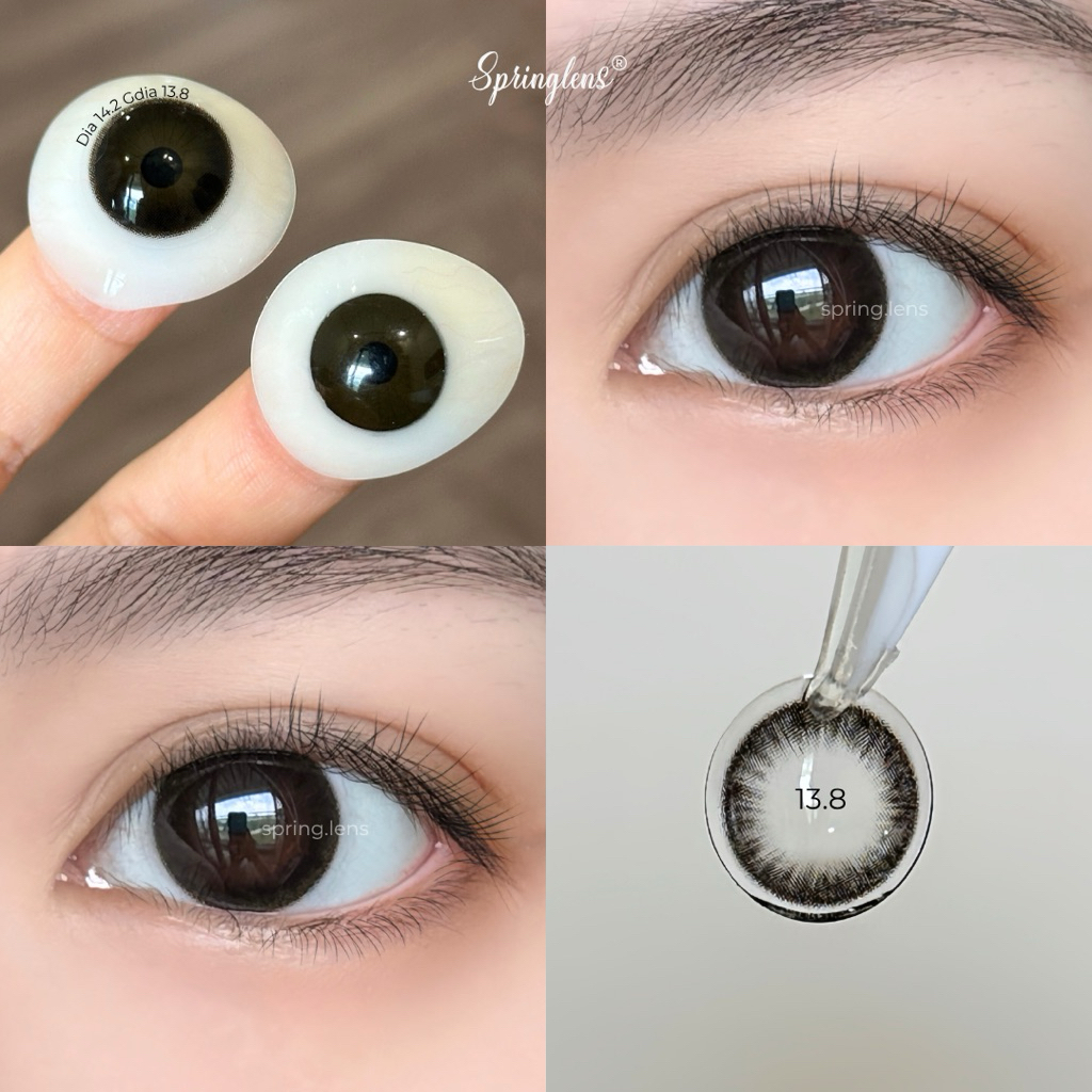 Kính áp tròng Xo Black đen giãn tròng baby xinh cute đi học đi làm 3 tháng 0-7 độ | Spring Lens